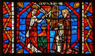 Fenster w108 zeigt einen Stifter Robert le Pele bietet ein Fenster an von French School