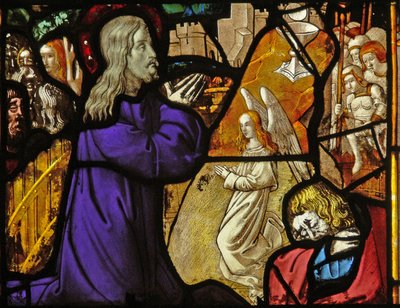 Vindue w10, der forestiller Kristus i Getsemane af French School