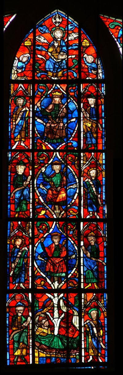 Vindue w110, der forestiller Isajs træ af French School