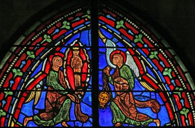 Vindue w11, der viser St. Andrews sjæl, stiger op til himlen af French School