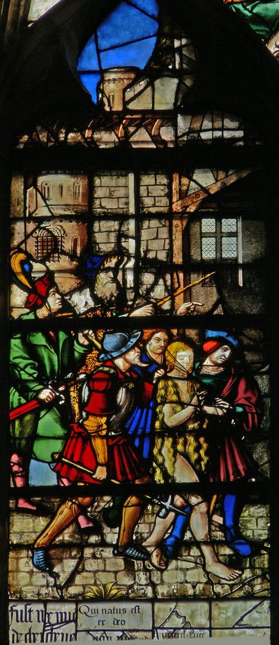 Vindue w124 forestillende St. Agnes - arresteret af French School