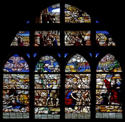 Vindue w128, der viser scener fra Moses