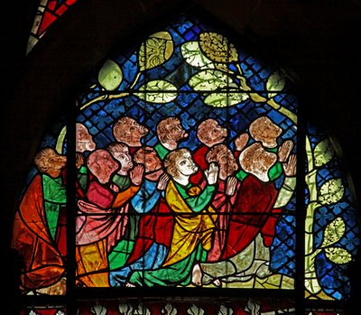 Vindue w14, der viser apostlene ved himmelfarten af French School