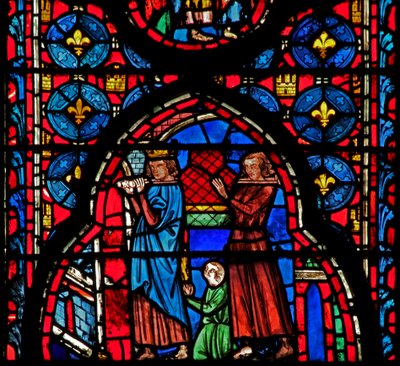 Window w15 St Louis - og Robert dArtois bærer relikvierne til Sens af French School