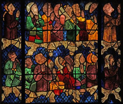 Vindue w16, der viser en scene fra den sidste dom: de udvalgte af French School