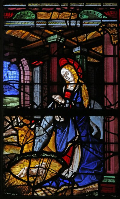 Fenster w1, die Geburt Christi darstellend von French School