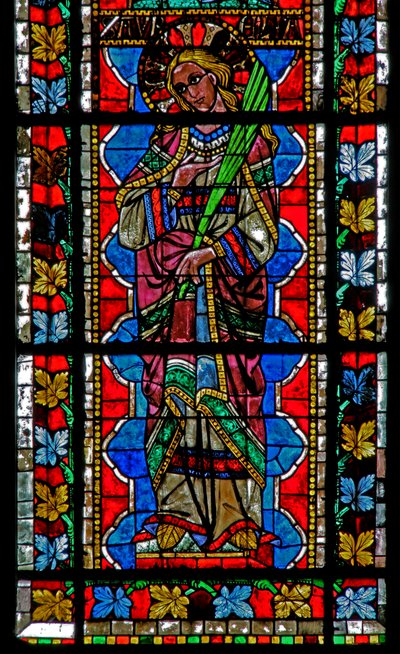 Vindue w202 forestillende St Aurelia af French School