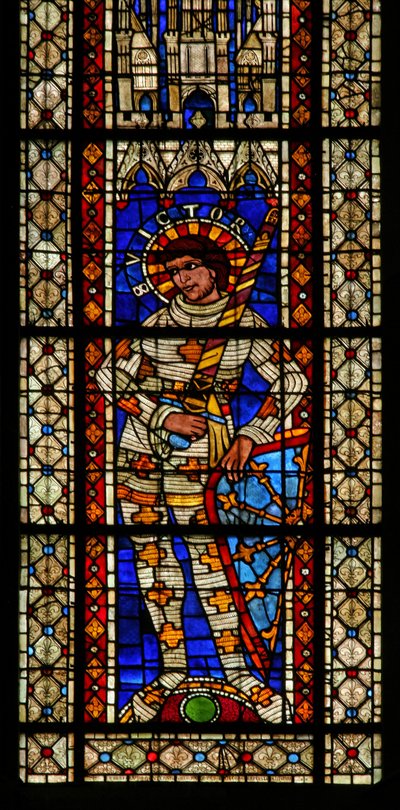 Vindue w203 forestillende St Victor af French School