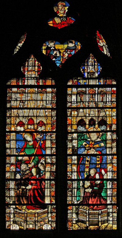 Vindue w204 forestillende St. Genevieve af French School