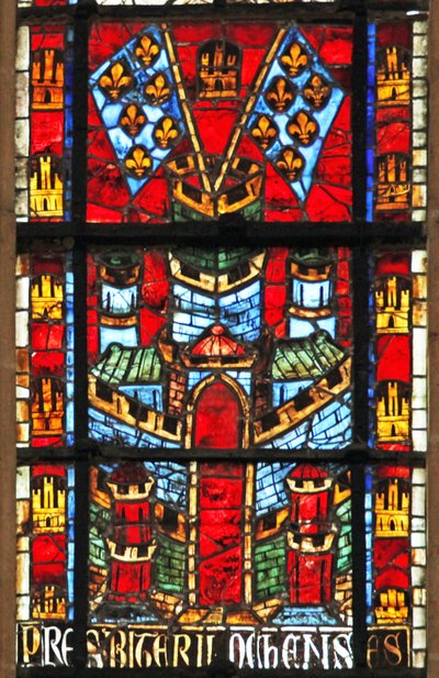 Vindue w205 forestillende et slot og flag med fleur-de-lis af French School