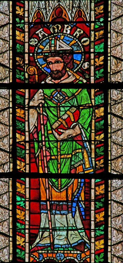 Vindue w207 forestillende St Ambrose af French School