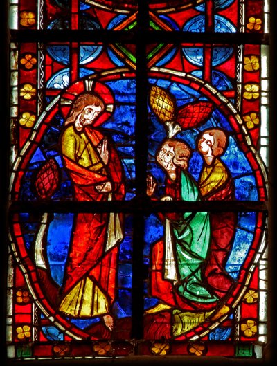 Vindue w210, der viser kaldelsen af Sankt Jakob og Sankt Johannes af French School