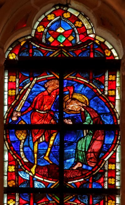 Vindue w210, der viser St James martyrdød af French School