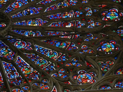 Vindue w219, vinduet med nordrosen, der viser profeter, Kristi forfædre og Apokalypsens ældste (rosenvindue - internt) af French School