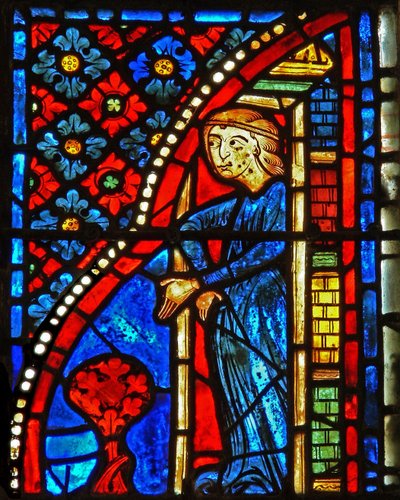 Vindue w21, der forestiller St. Mary den egyptiske, nægtes adgang for at ære af French School