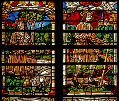 Window w232 skildrer en scene fra historien om den fortabte søn: anger sætter ind; han vender hjem af French School