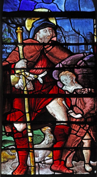 Fenster w23, das den heiligen Rochus darstellt von French School