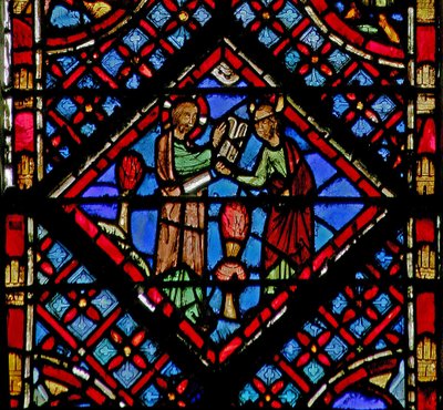 Vindue w2 Gud giver Moses et nyt sæt af lovens tabeller Ex XXXIV 28 af French School