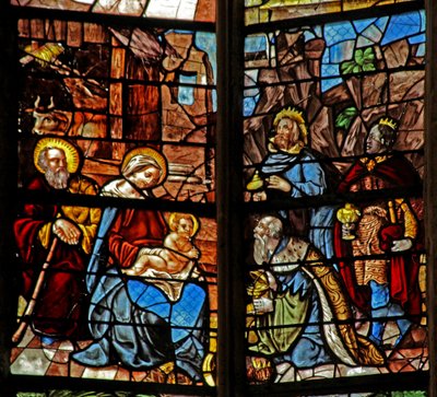 Vindue w2, der viser tilbedelsen af magi af French School