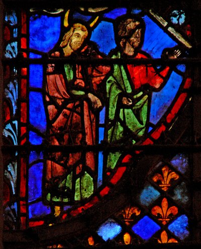 Vindue w3 Moses og en ledsager af French School