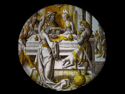 Vindue w67 forestillende Salome med baptisternes hoved af French School