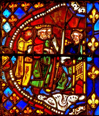 Vindue w6 viser magi med Herodes af French School