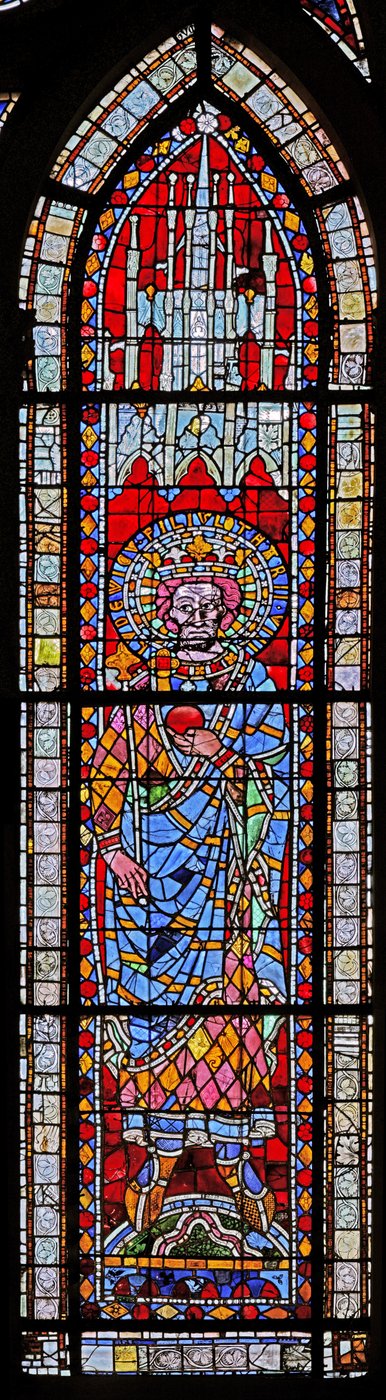 Vindue w7 forestillende Louis, søn af Lotharius II af French School