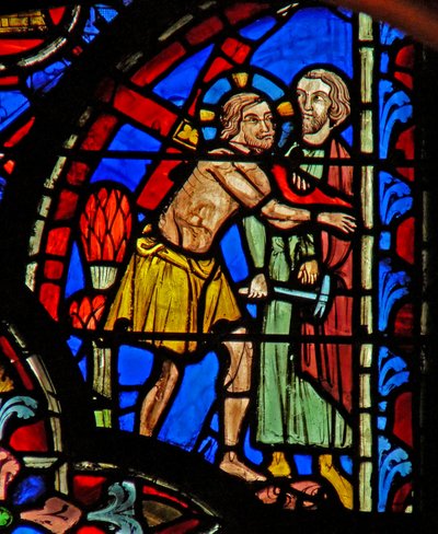 Vindue w8 Jesus bærer korset: Via Crucis af French School