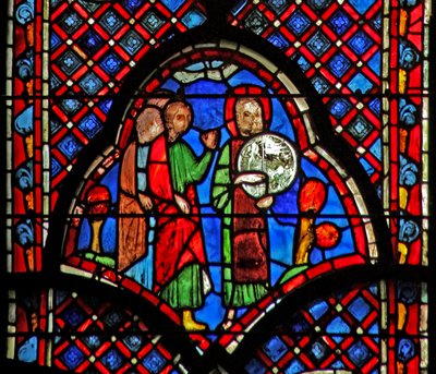 Vindue w9L Johannes Døberen: Ecce Agnus Dei af French School