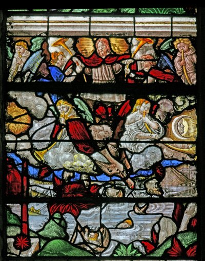 Vindue w9 viser en scene fra St Johns Book of the Revelation af French School