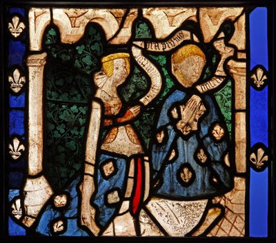 Vindue w9, der viser donorer, fra Church of Betton, Bretagne af French School