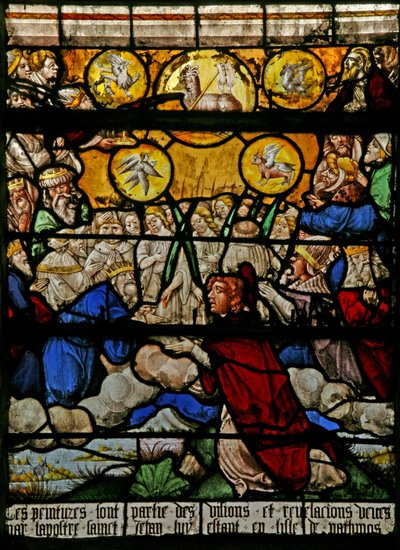 Vindue w9, der forestiller den sidste dom - efter Albert Durer af French School