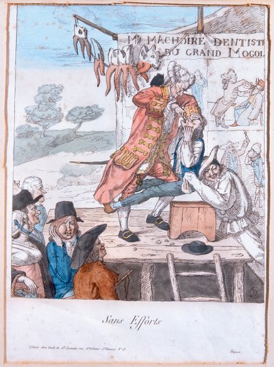 Uden indsats, 1781 (farvegravering) af French School