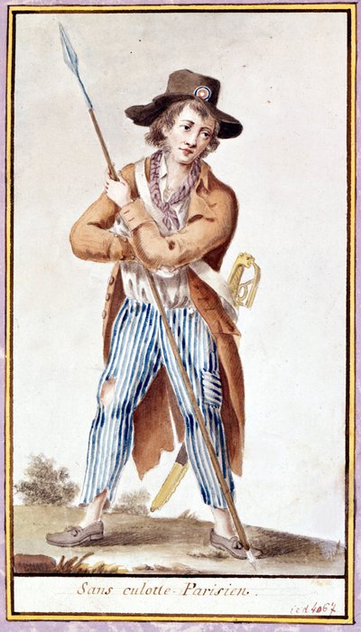 Uden parisertrusser. Akvarel fra den franske revolutions tid af French School