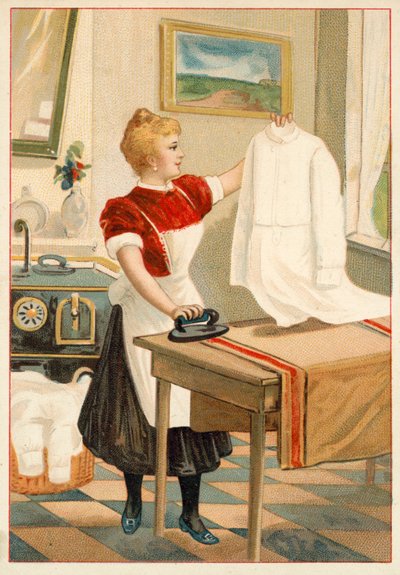 Kvindestrygning (chromolitho) af French School