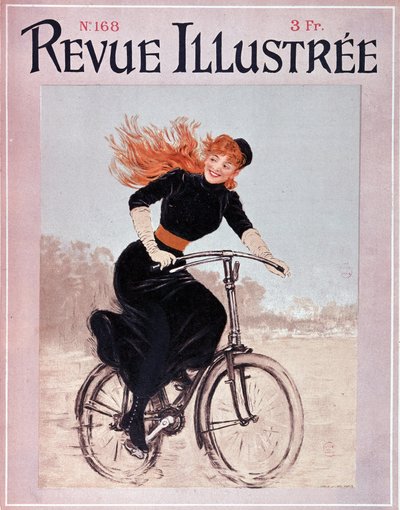 Kvinde på cykel - cover. ""Illustreret anmeldelse"", nr. 168, Arts Deco. af French School