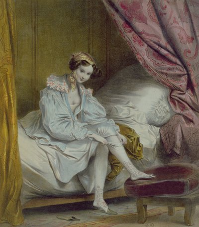 Kvinde tager strømper på, ca. 1830 af French School