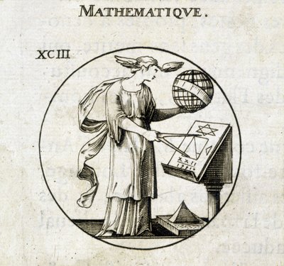 Kvinde med kompas og globus, personificering af matematik af French School