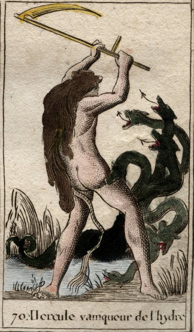 Works of Hercules: "" Hercules killing the Lernaean Hydra"" (Labor of Heracles, Hercules killing the Lernaean Hydra) Fra "" Mythology of Youth "" af Pierre Blanchard 1803. af French School
