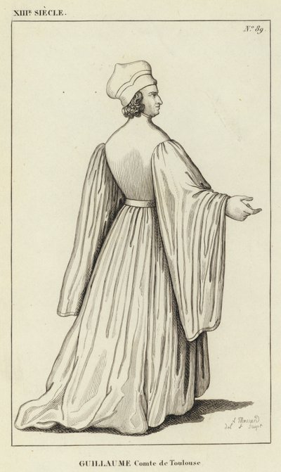 XIII Century, Guillaume, greve af Toulouse (gravering) af French School