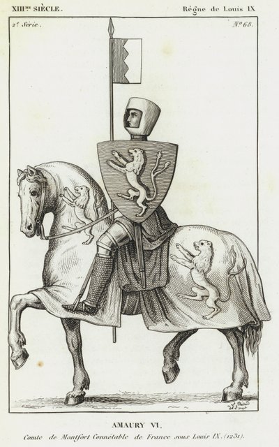 XIII århundrede, regeringstid af Ludvig IX, Amaury VI, greve af Montfort Constable af Frankrig under Ludvig IX af French School