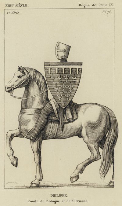 XIII århundrede, regeringstid af Ludvig IX, Philippe, greve af Bologna og Clermont (gravering) af French School