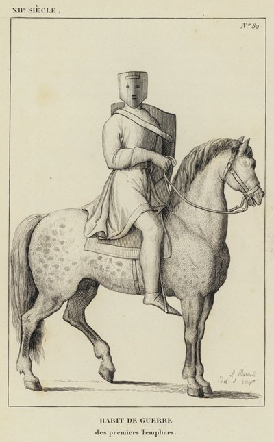 XII århundrede, krigsvane, af de første tempelriddere (gravering) af French School