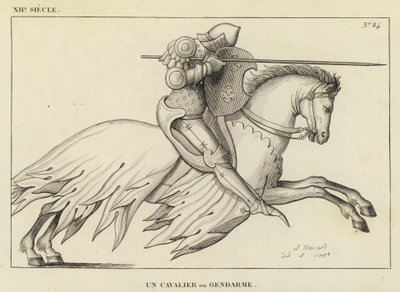 XII Century, A Cavalier eller Gendarme (gravering) af French School