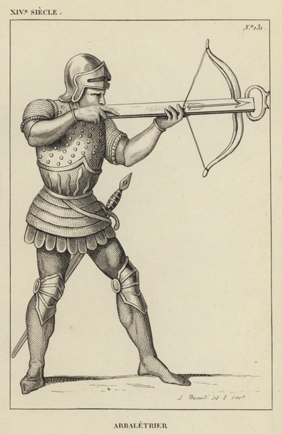 XIV Century, Crossbowman (gravering) af French School