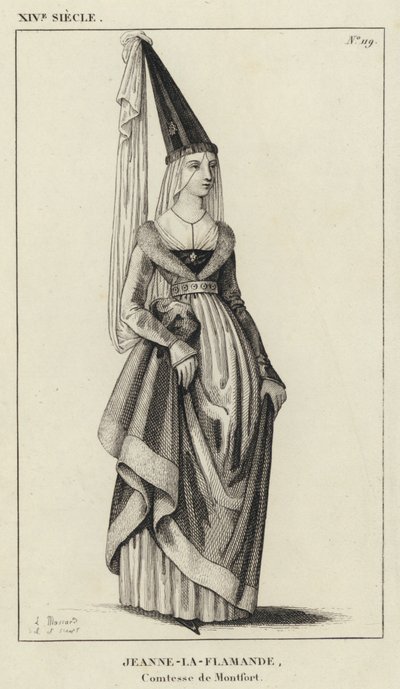 XIV Century, Jeanne-la-Flamande, grevinde af Montfort (gravering) af French School