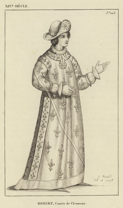 XIV Century, Robert, greve af Clermont (gravering) af French School