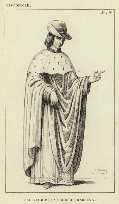 XIV Century, Lord of the Court of Charles V (gravering) af French School