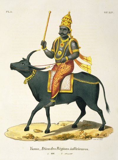 Yama, Gud for den usynlige verden, indgraveret af C. de Motte (1785-1836) af French School