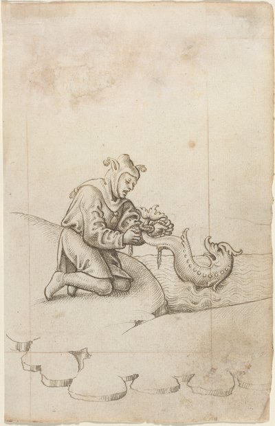 You Are Tying a Dolphin by the Tail [fol. 17 recto], ca. 1512-1515 (pen og sort blæk på lagenpapir) af French School